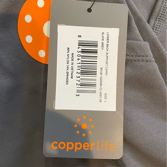 Copper Life Large Leggings Women's Back Support Slate Gray Copper Zinc Infused - Picture 3 of 10